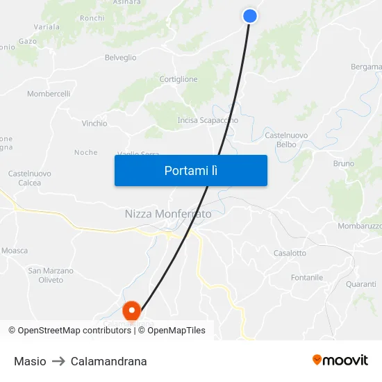 Masio to Calamandrana map