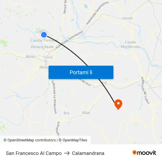 San Francesco Al Campo to Calamandrana map