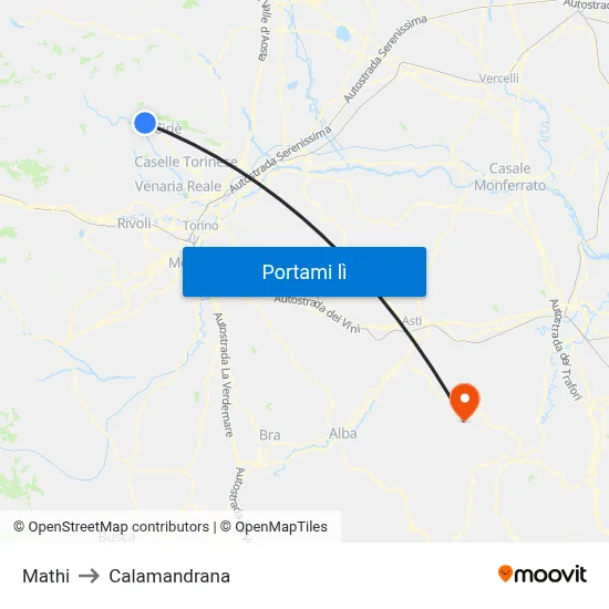 Mathi to Calamandrana map