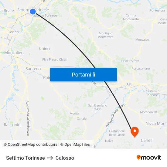 Settimo Torinese to Calosso map
