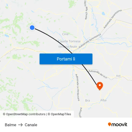 Balme to Canale map