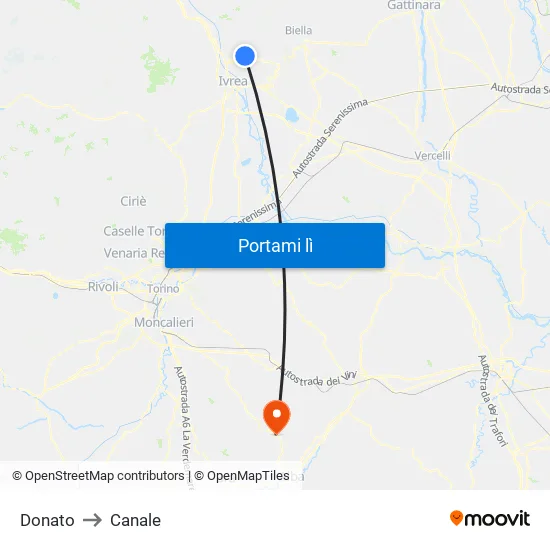 Donato to Canale map