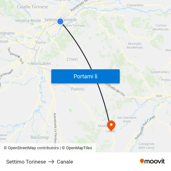 Settimo Torinese to Canale map