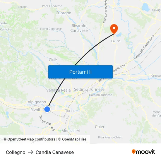 Collegno to Candia Canavese map