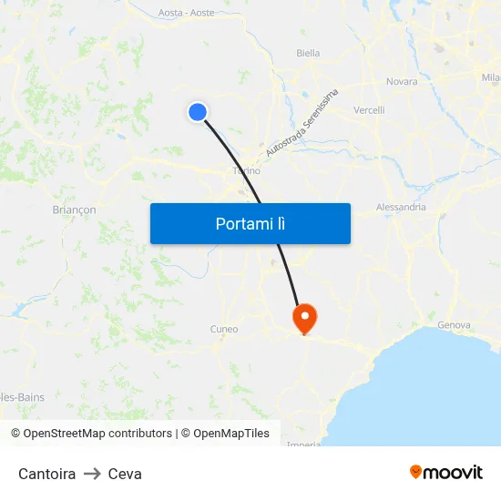 Cantoira to Ceva map