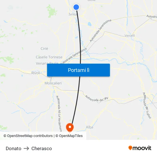 Donato to Cherasco map