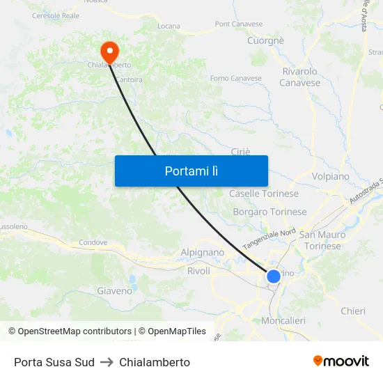 Porta Susa Sud to Chialamberto map