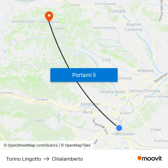 Torino Lingotto to Chialamberto map
