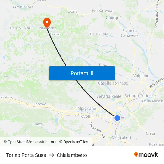 Torino Porta Susa to Chialamberto map