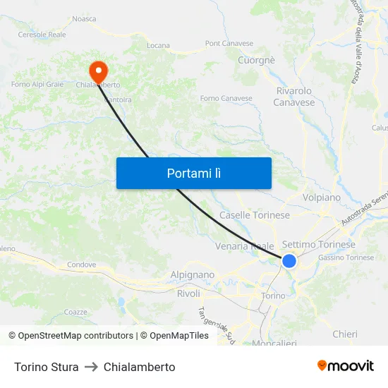 Torino Stura to Chialamberto map