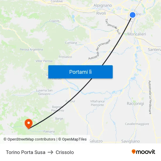 Torino Porta Susa to Crissolo map