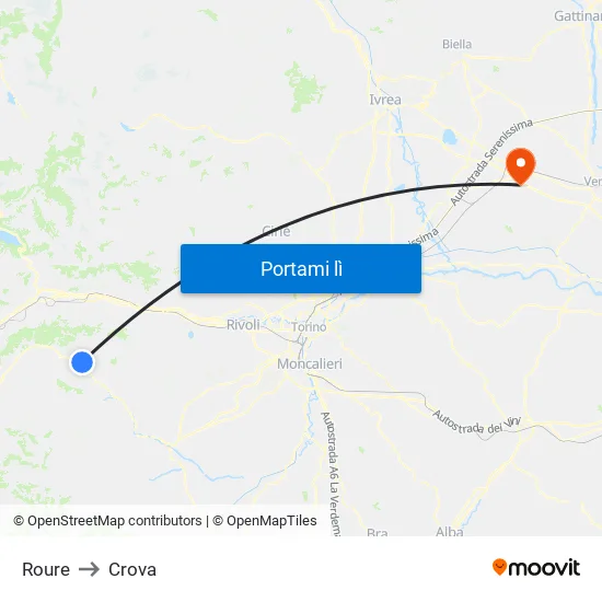 Roure to Crova map