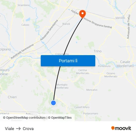 Viale to Crova map