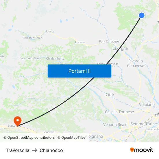 Traversella to Chianocco map