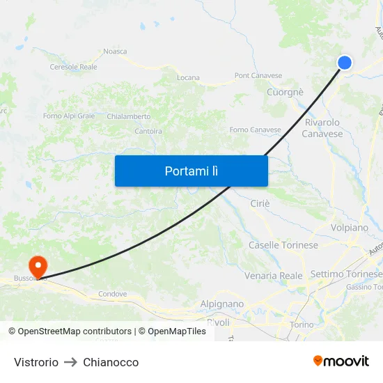Vistrorio to Chianocco map
