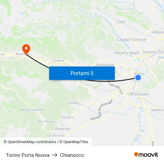 Torino Porta Nuova to Chianocco map