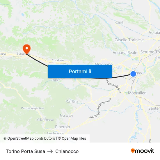 Torino Porta Susa to Chianocco map