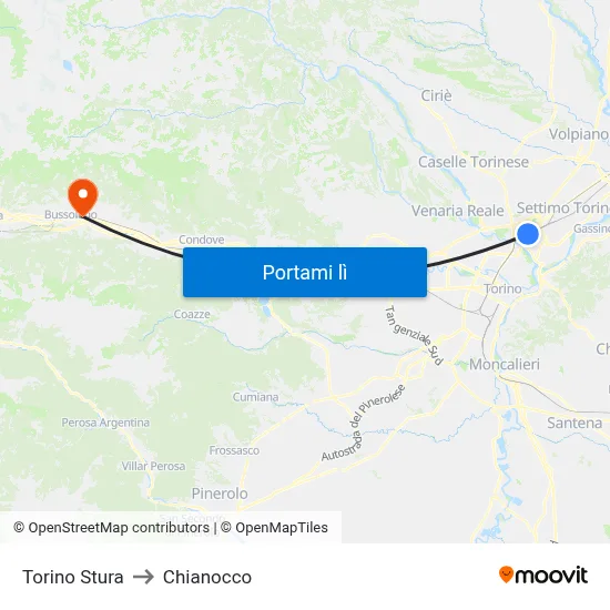 Torino Stura to Chianocco map