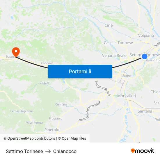 Settimo Torinese to Chianocco map
