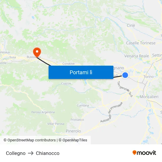 Collegno to Chianocco map