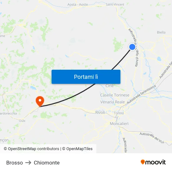 Brosso to Chiomonte map