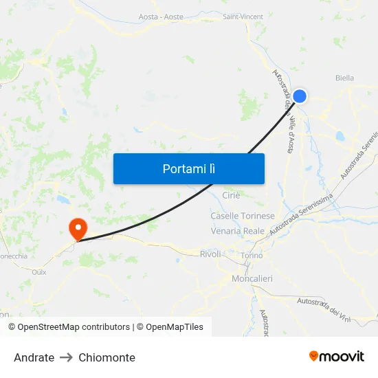 Andrate to Chiomonte map