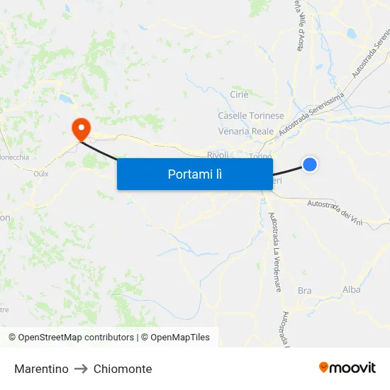 Marentino to Chiomonte map