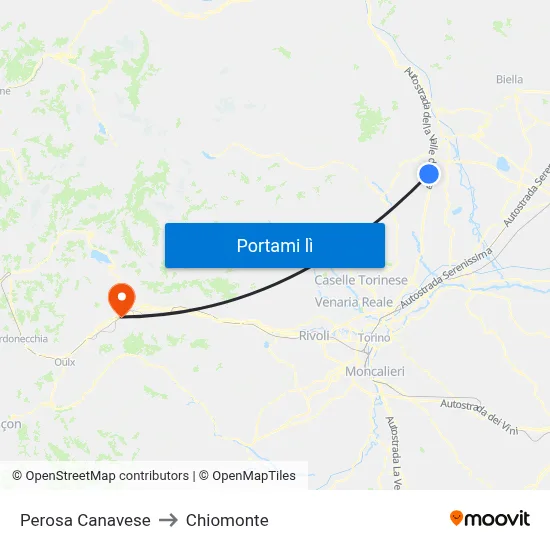 Perosa Canavese to Chiomonte map