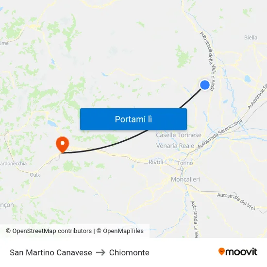 San Martino Canavese to Chiomonte map