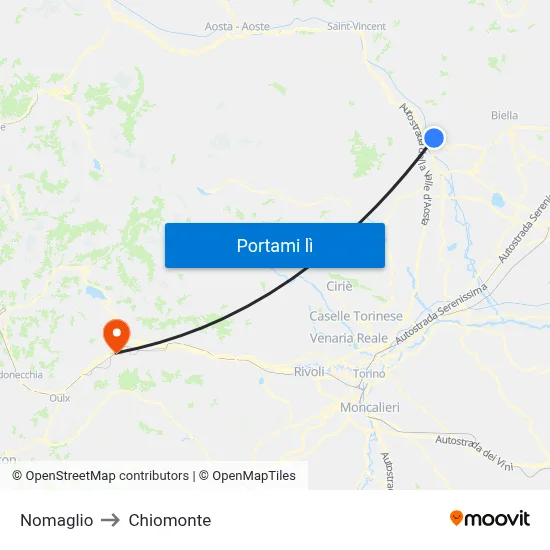 Nomaglio to Chiomonte map