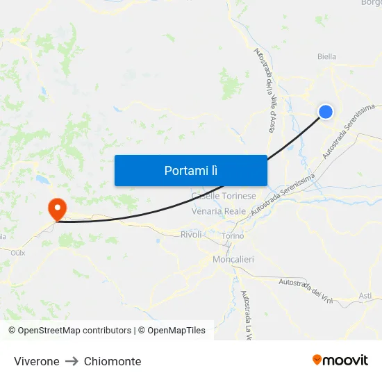 Viverone to Chiomonte map