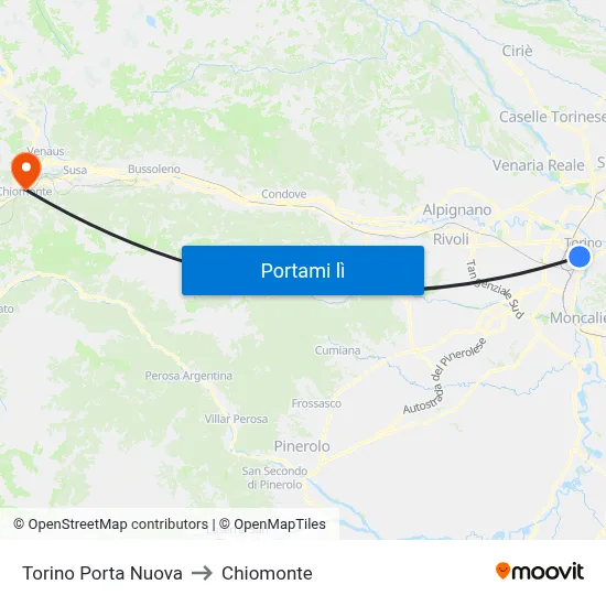 Torino Porta Nuova to Chiomonte map