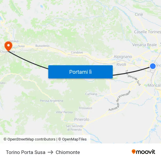 Torino Porta Susa to Chiomonte map