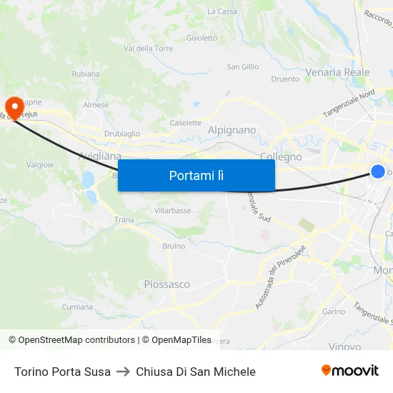 Torino Porta Susa to Chiusa Di San Michele map