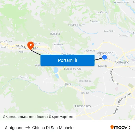 Alpignano to Chiusa Di San Michele map
