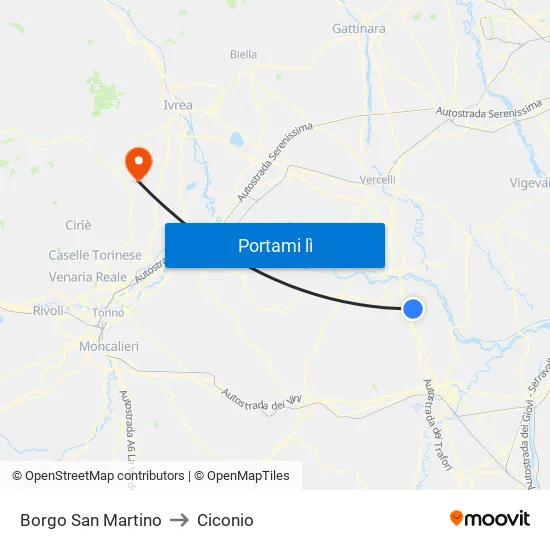 Borgo San Martino to Ciconio map