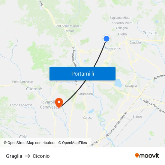 Graglia to Ciconio map