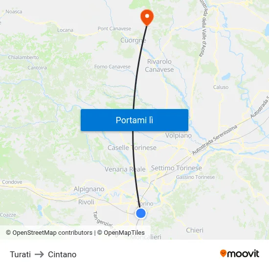 Turati to Cintano map
