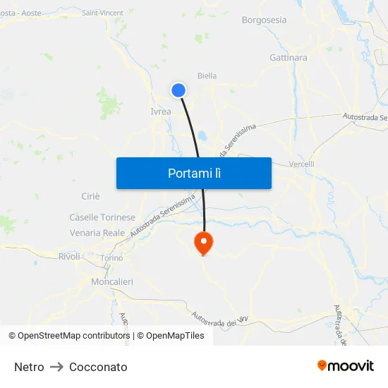 Netro to Cocconato map