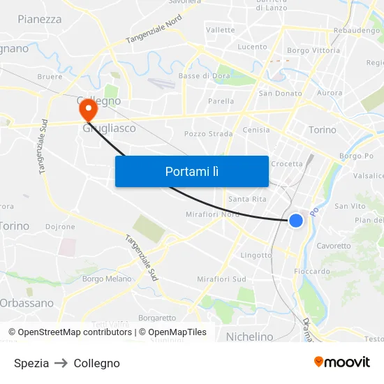 Spezia to Collegno map