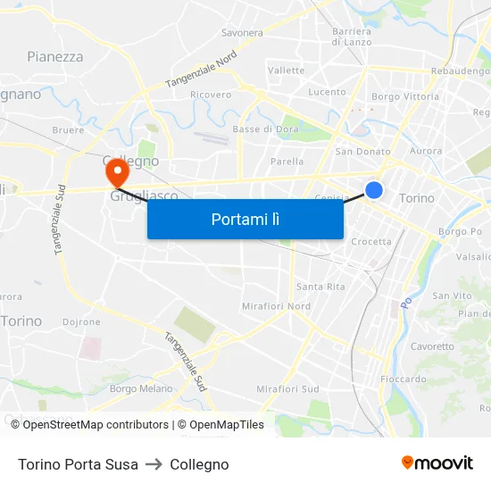 Torino Porta Susa to Collegno map