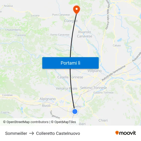 Sommeiller to Colleretto Castelnuovo map