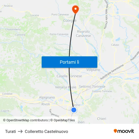 Turati to Colleretto Castelnuovo map