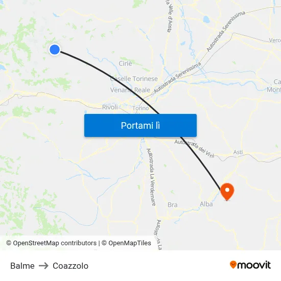 Balme to Coazzolo map