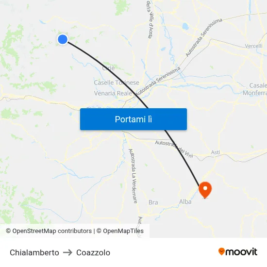 Chialamberto to Coazzolo map