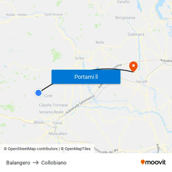 Balangero to Collobiano map