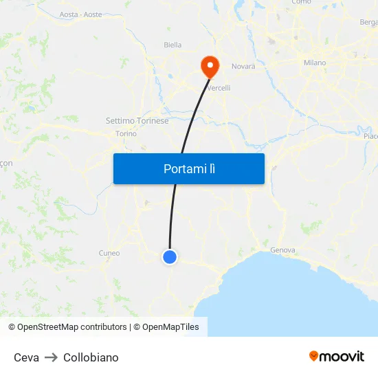 Ceva to Collobiano map