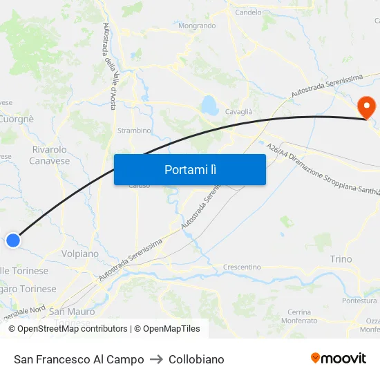 San Francesco Al Campo to Collobiano map