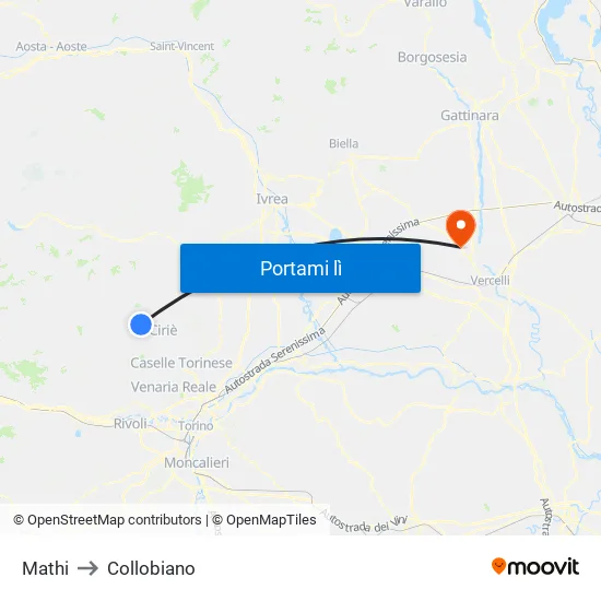 Mathi to Collobiano map