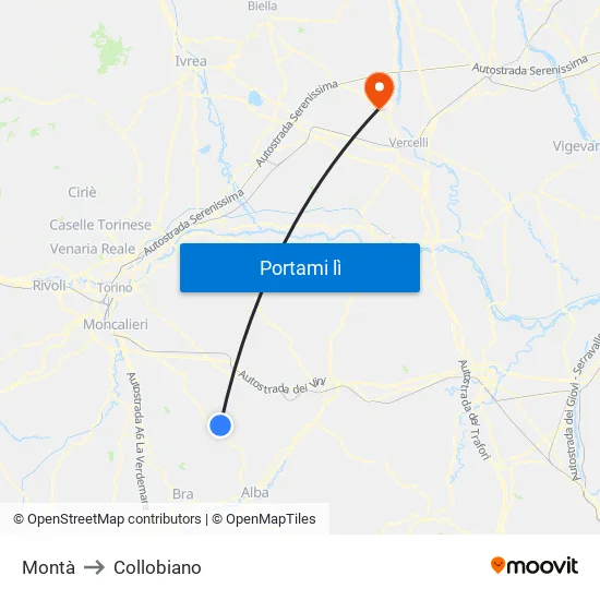 Montà to Collobiano map